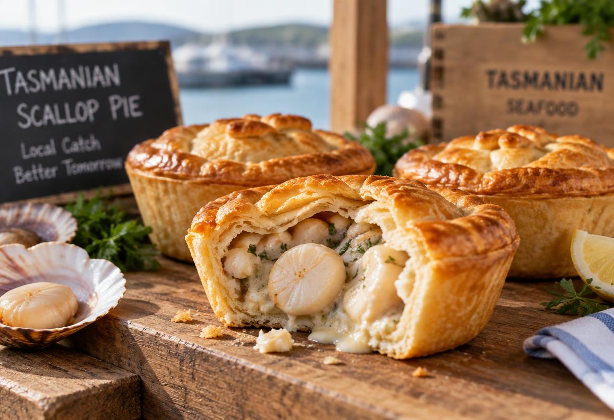 Tasmanian scallop pies with golden flaky pastry